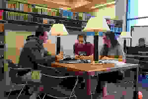 students studying at the library