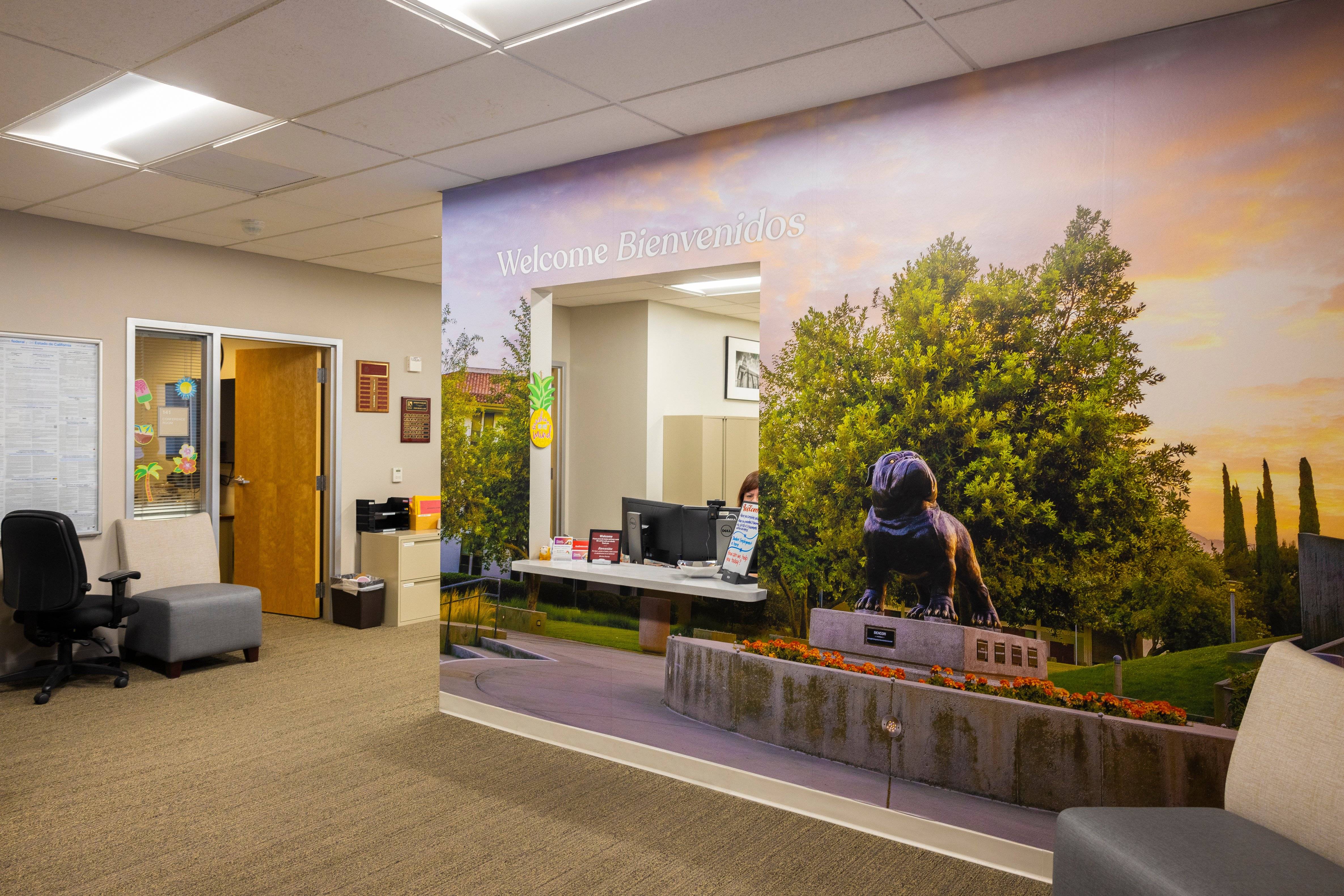 a wall mural in a room