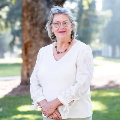 a person standing in a park