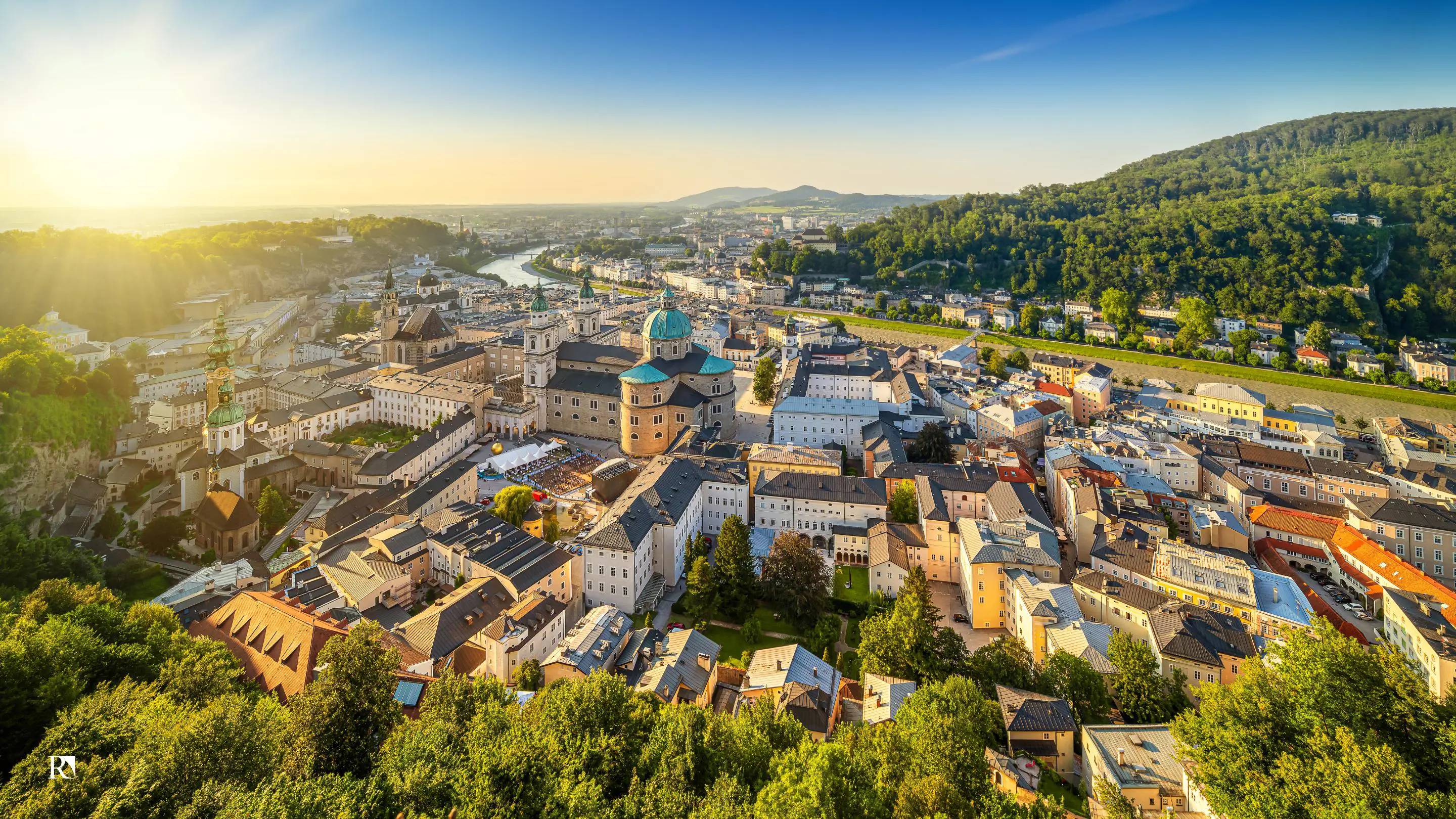 a city with persony buildings and trees