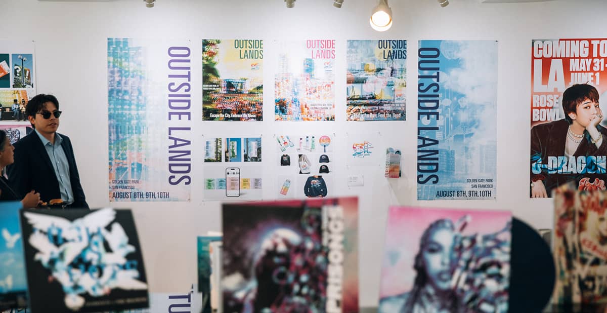 a wall with posters on it