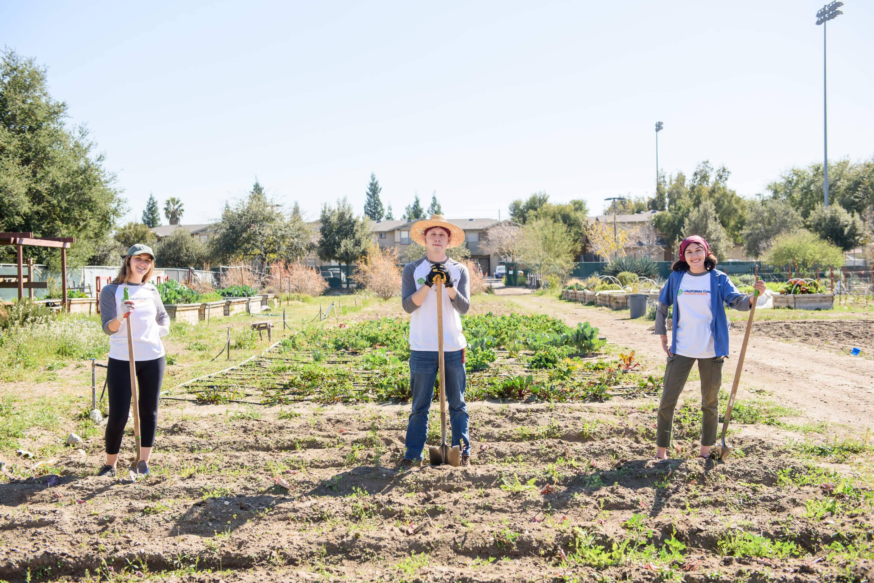 a group of people in a garden