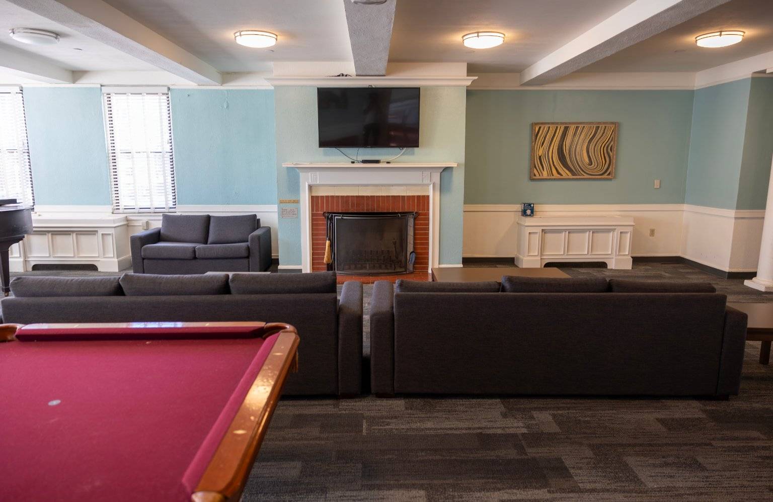 a pool table in a room