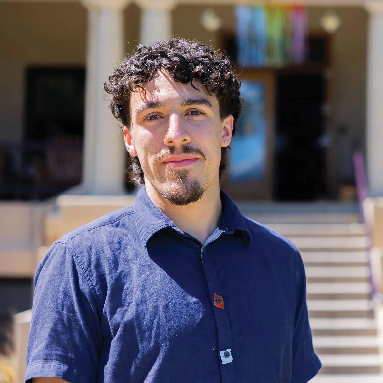a person standing outside a building