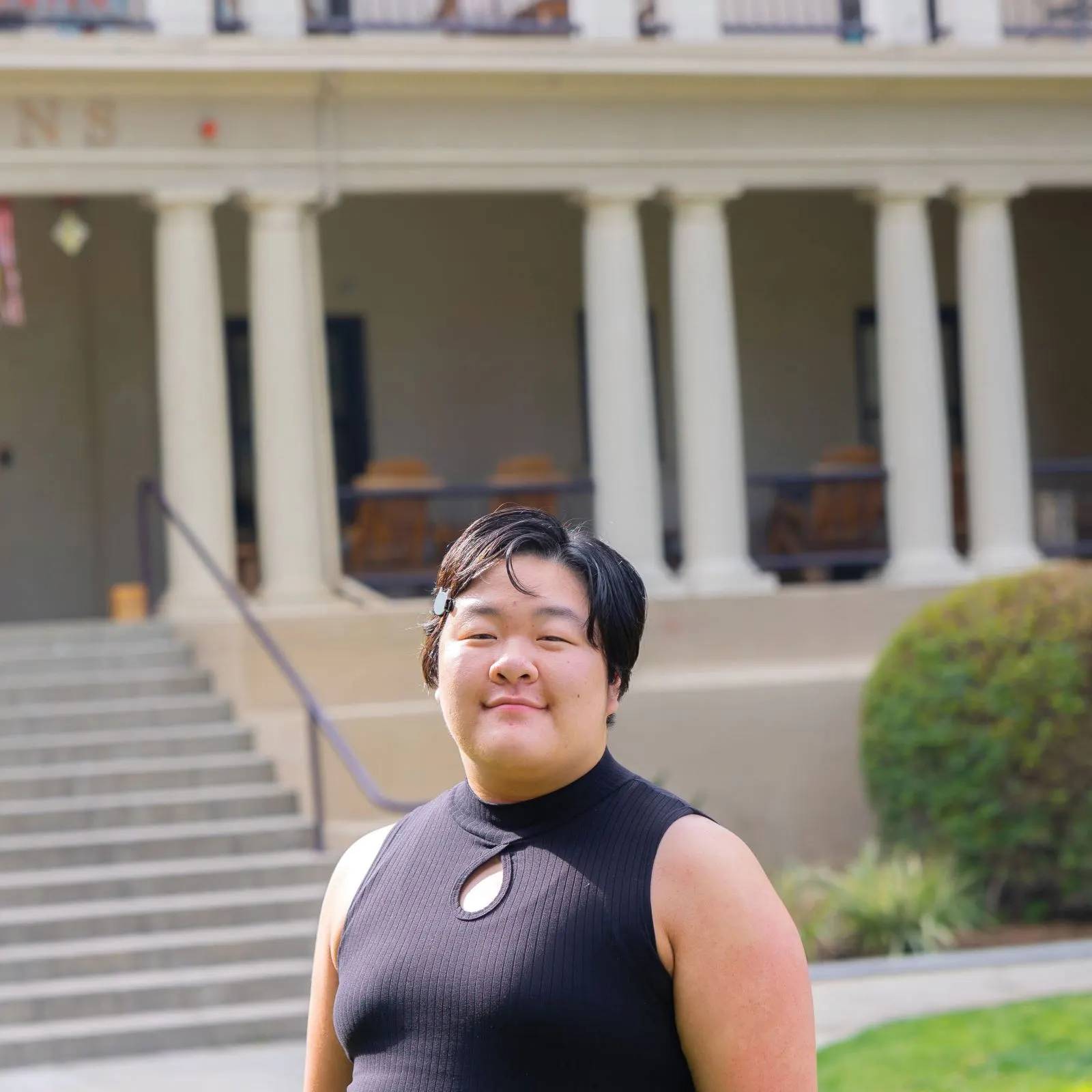 a person in a black dress