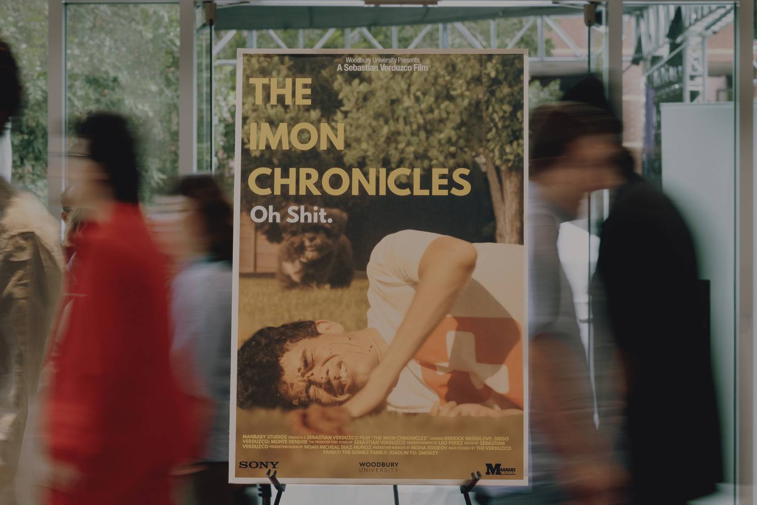 a poster on a stand