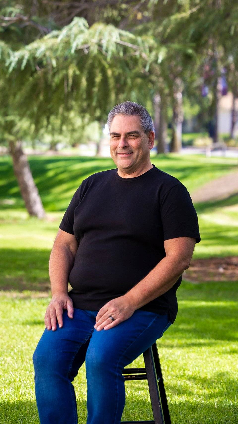 a person sitting in a park