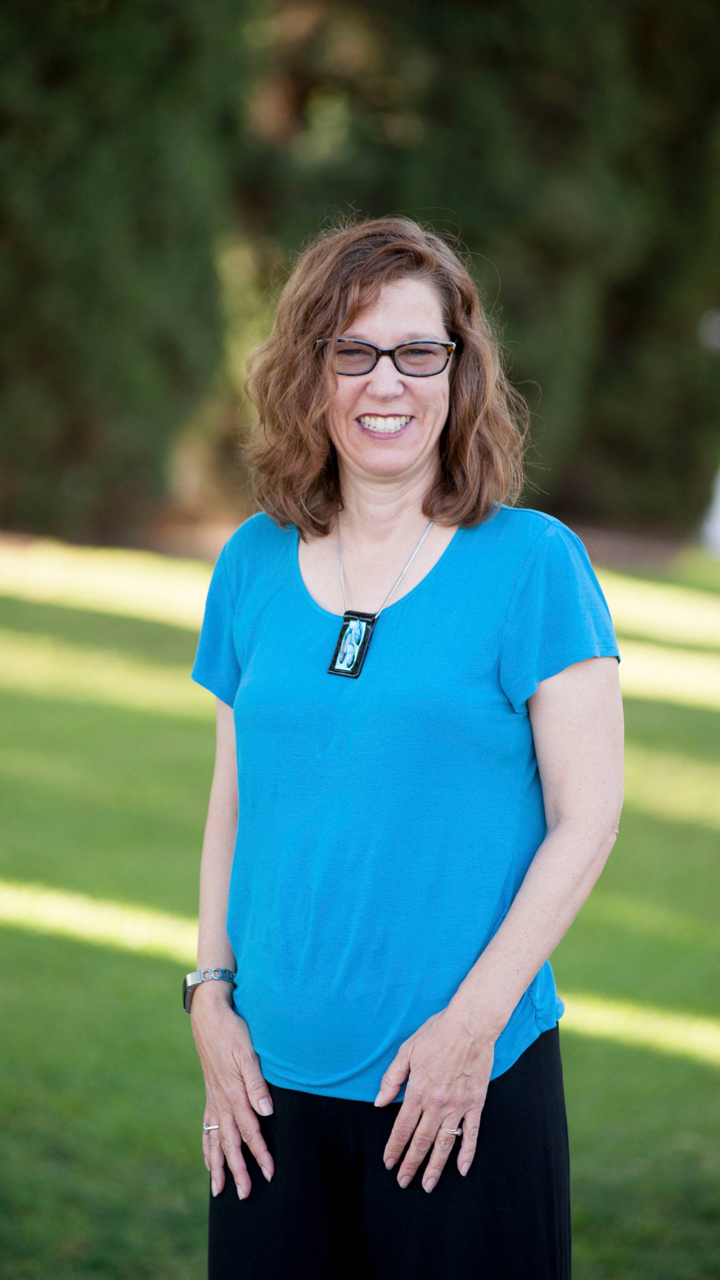 a person in a blue shirt