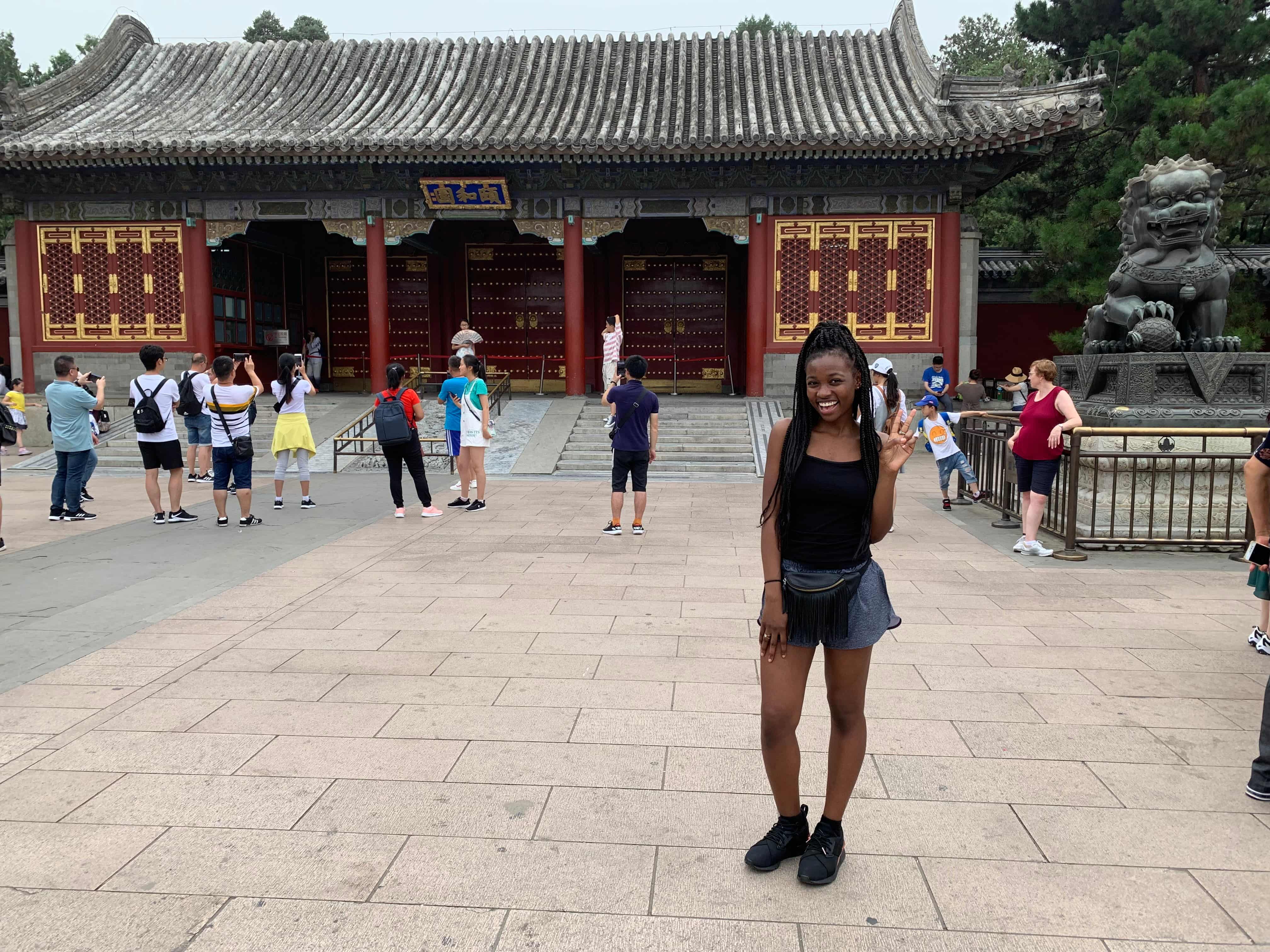 a person standing in front of a building