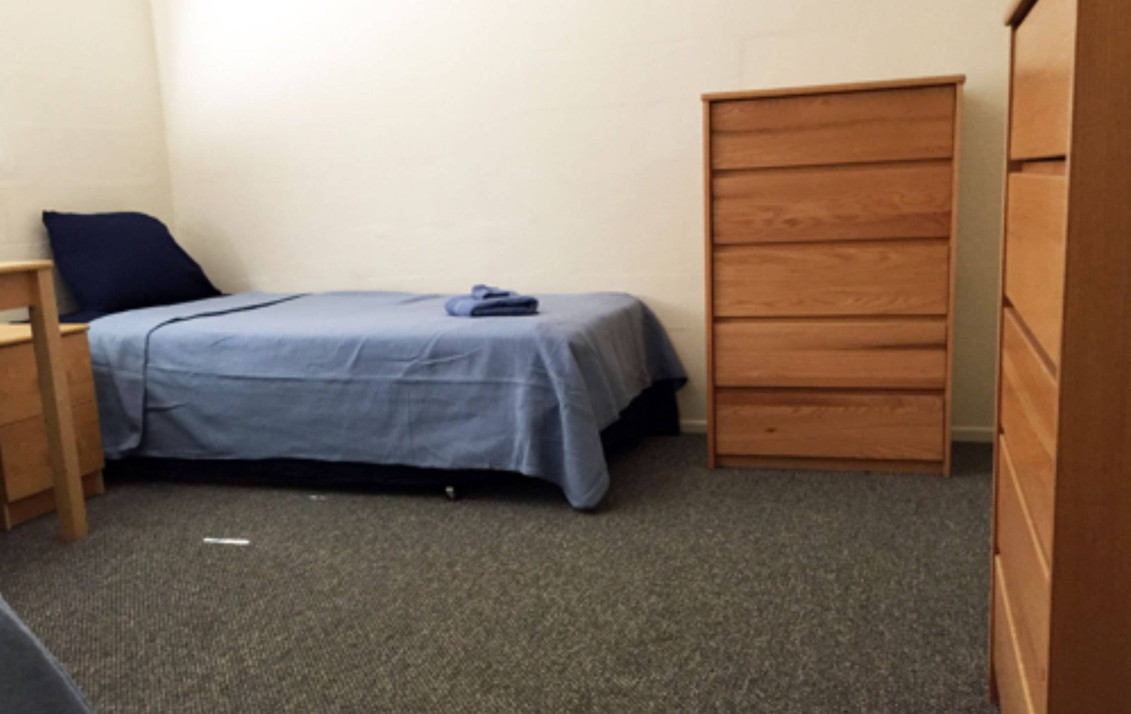 a bed in a room