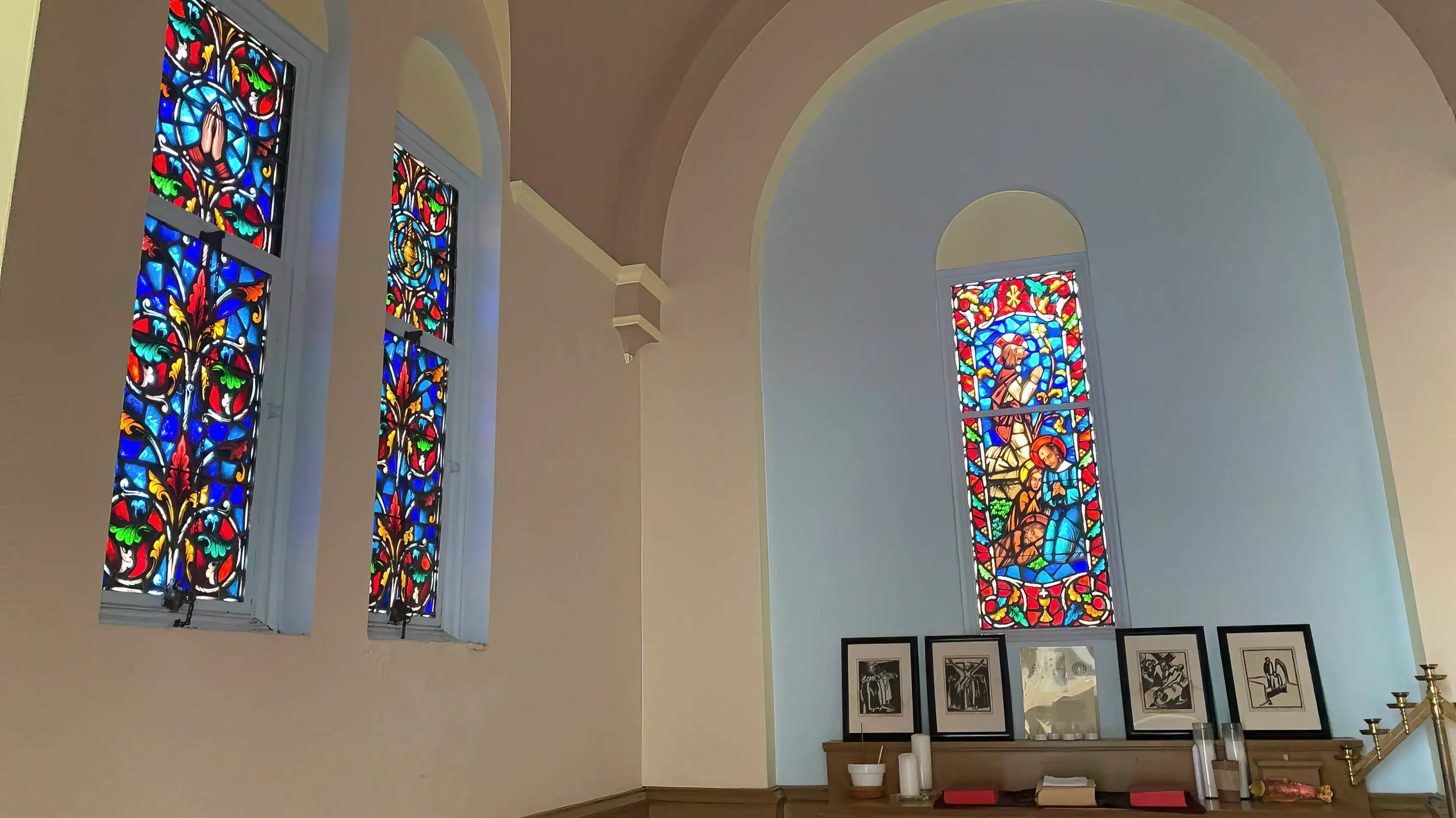 a stained glass windows in a room