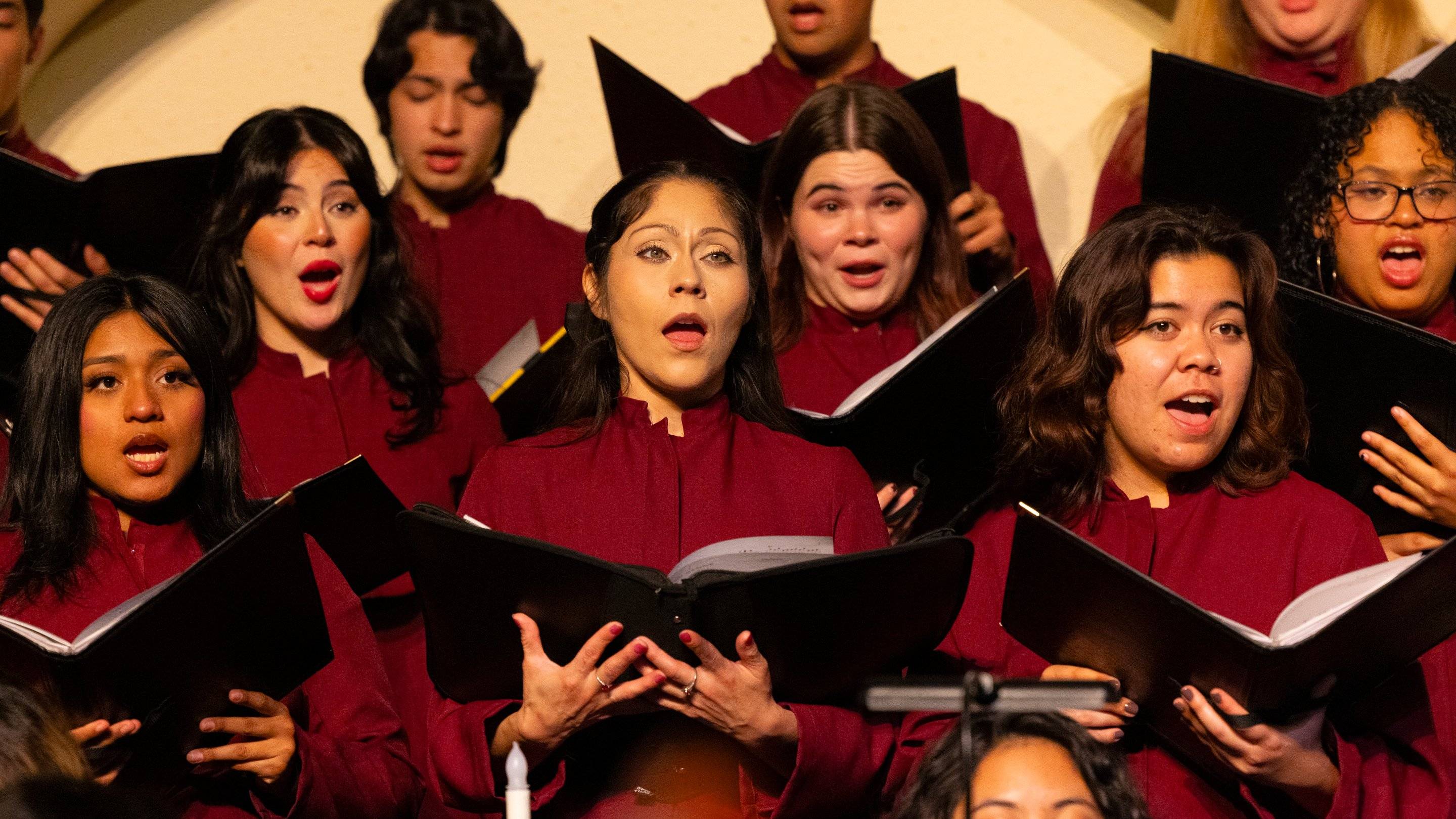 a group of people singing
