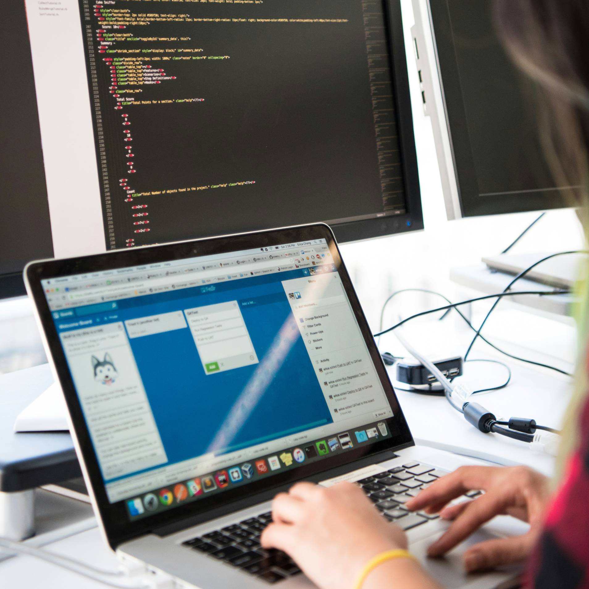 a person typing on a laptop