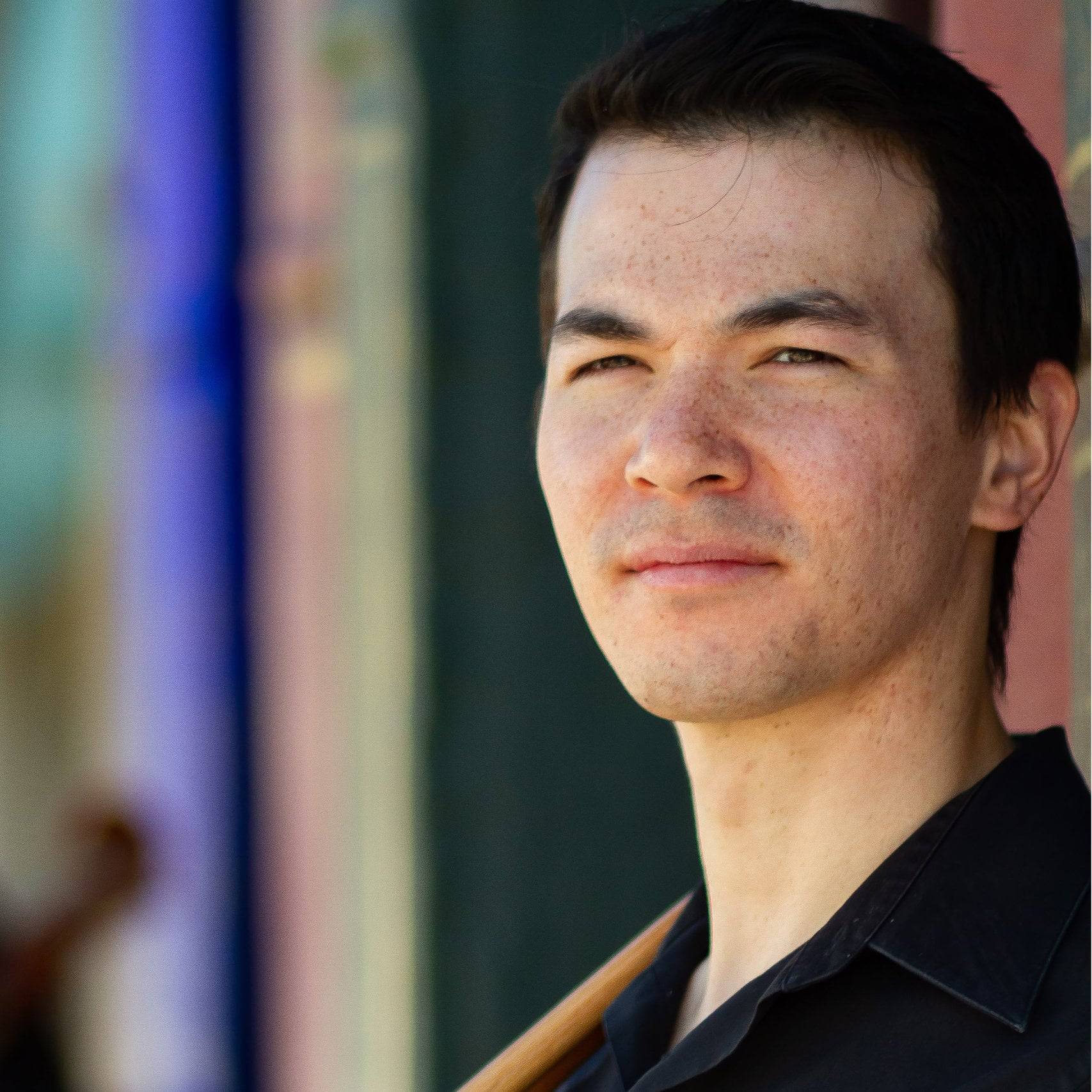 a person in a black shirt