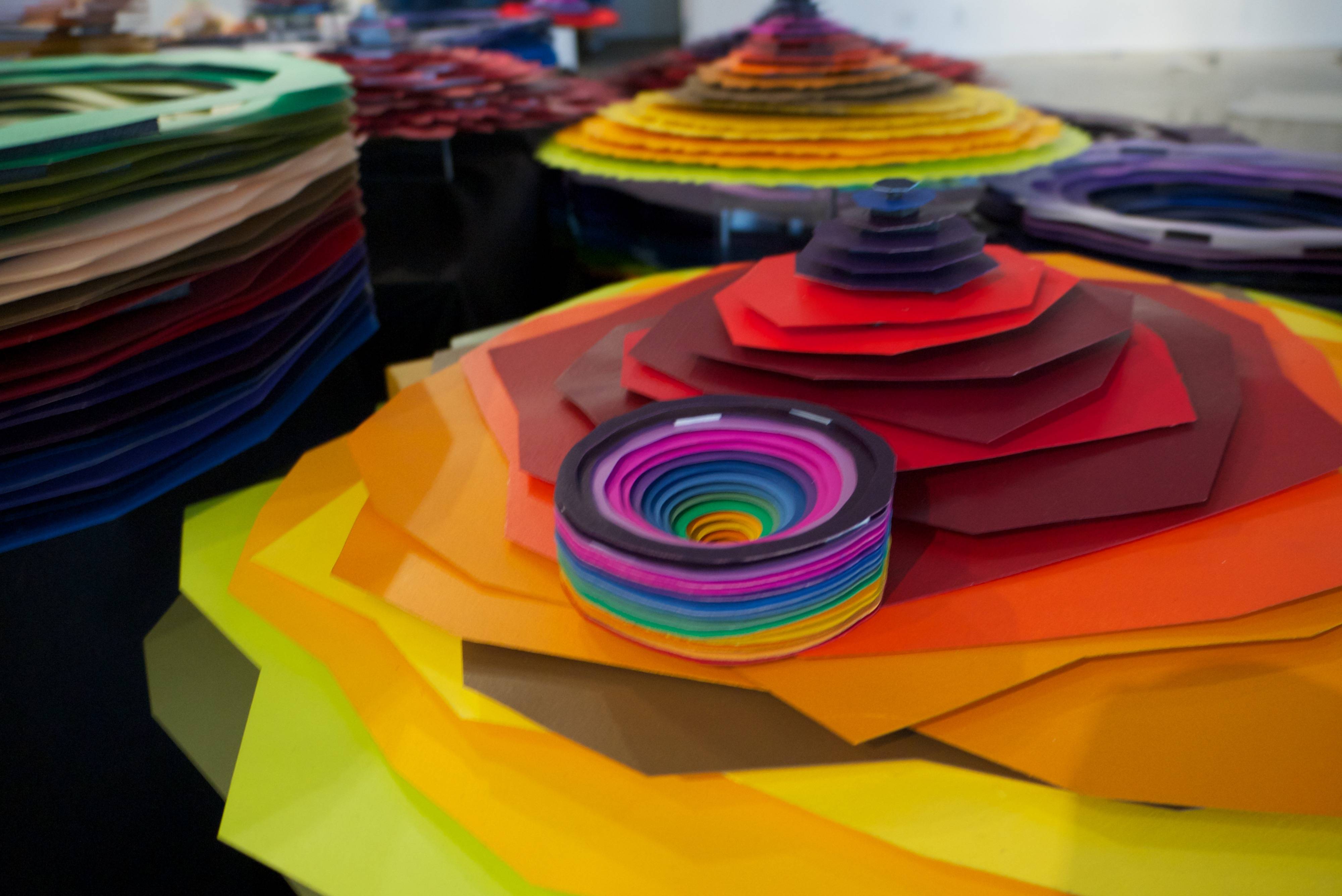a group of colorful paper
