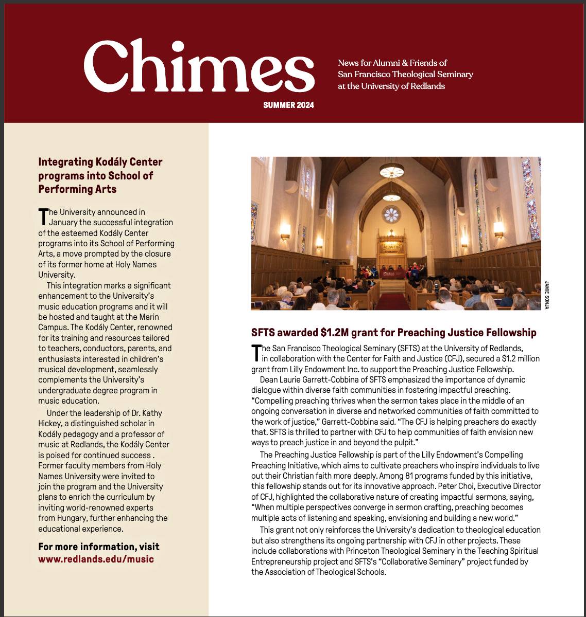 a magazine with a group of people in a church