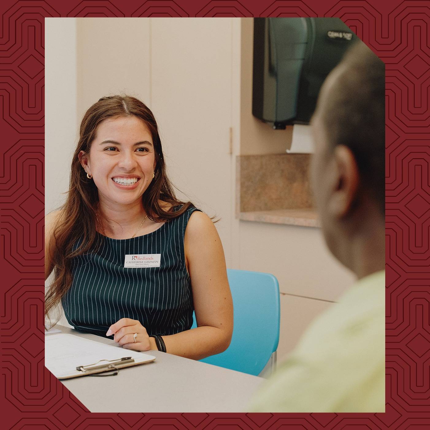 a person smiling at a person