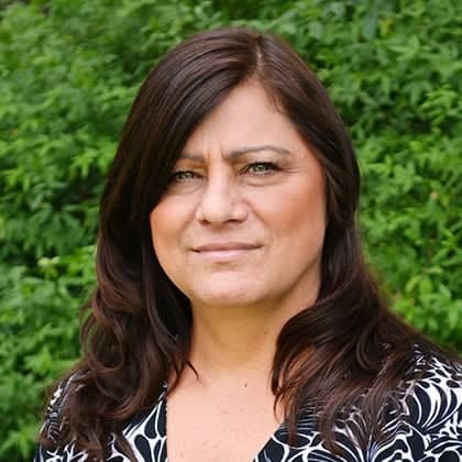 a person with long brown hair