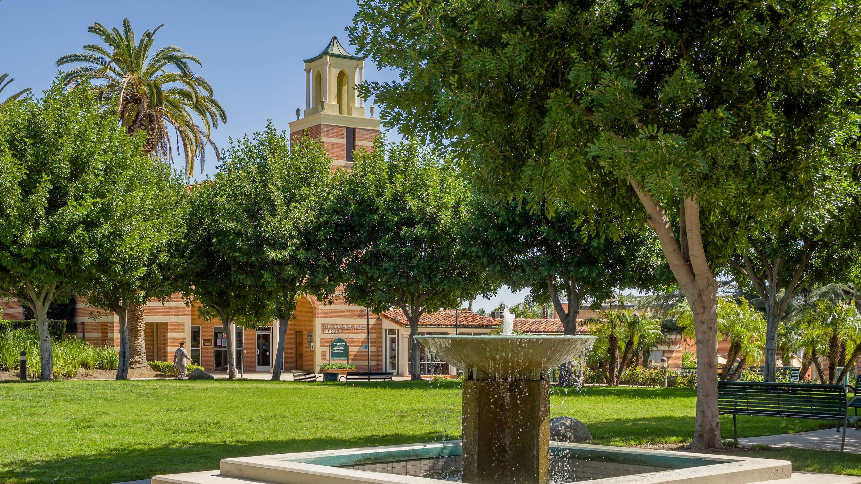 a fountain in a park