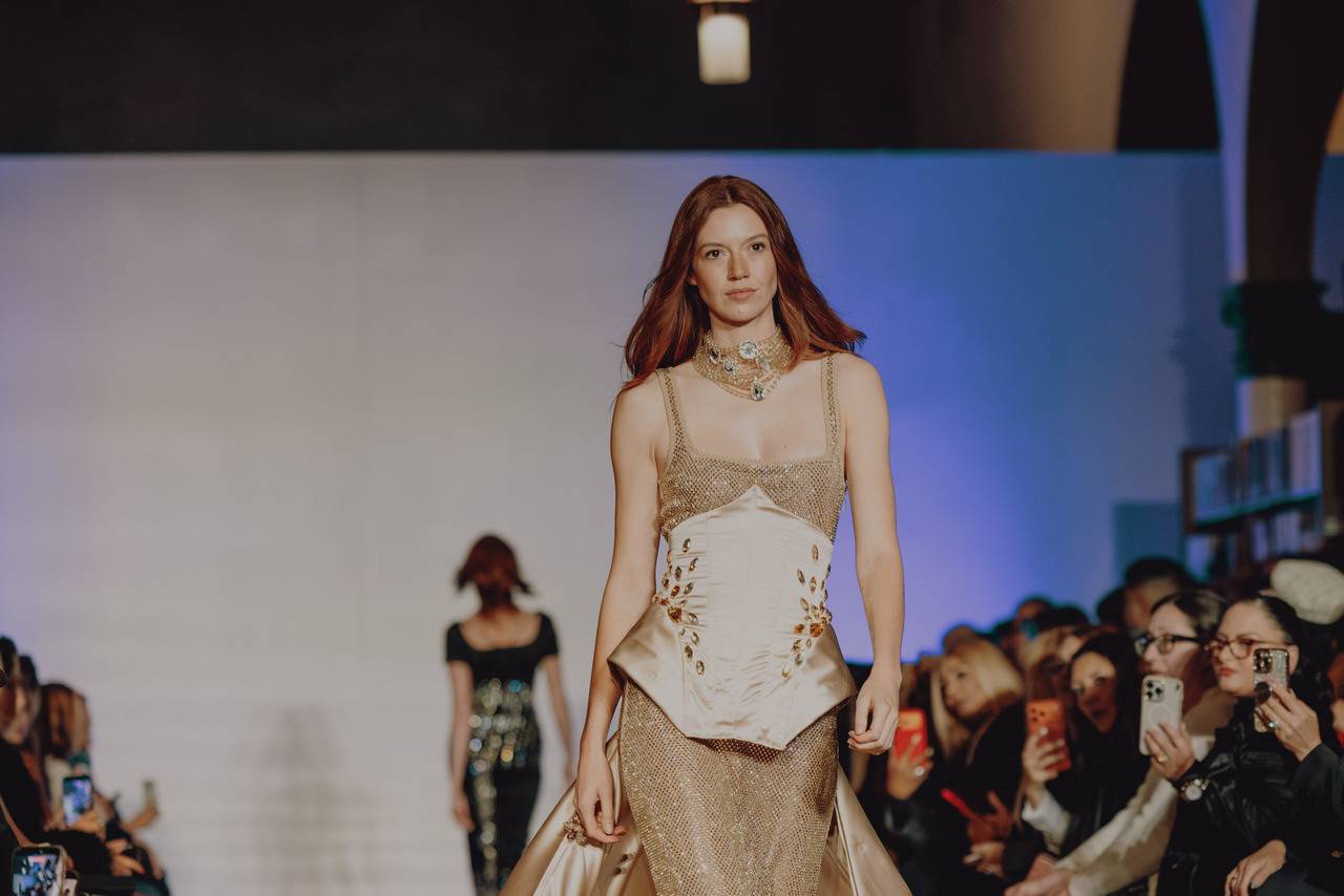 a person walking down a runway