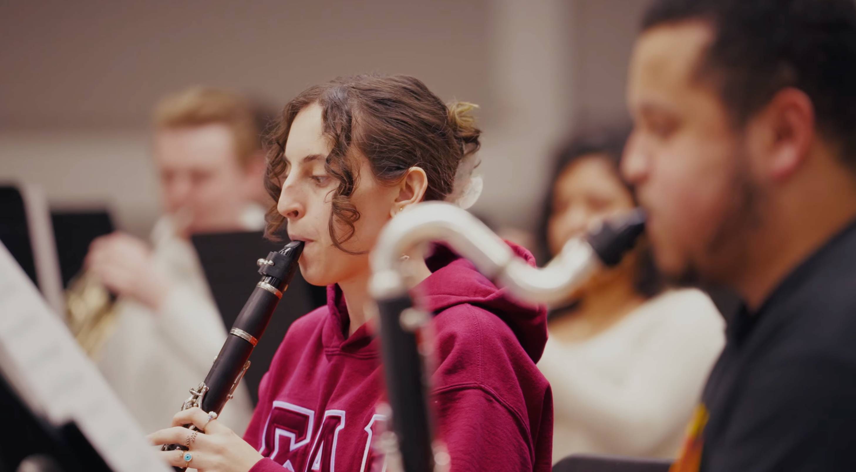 a person playing a clarinet