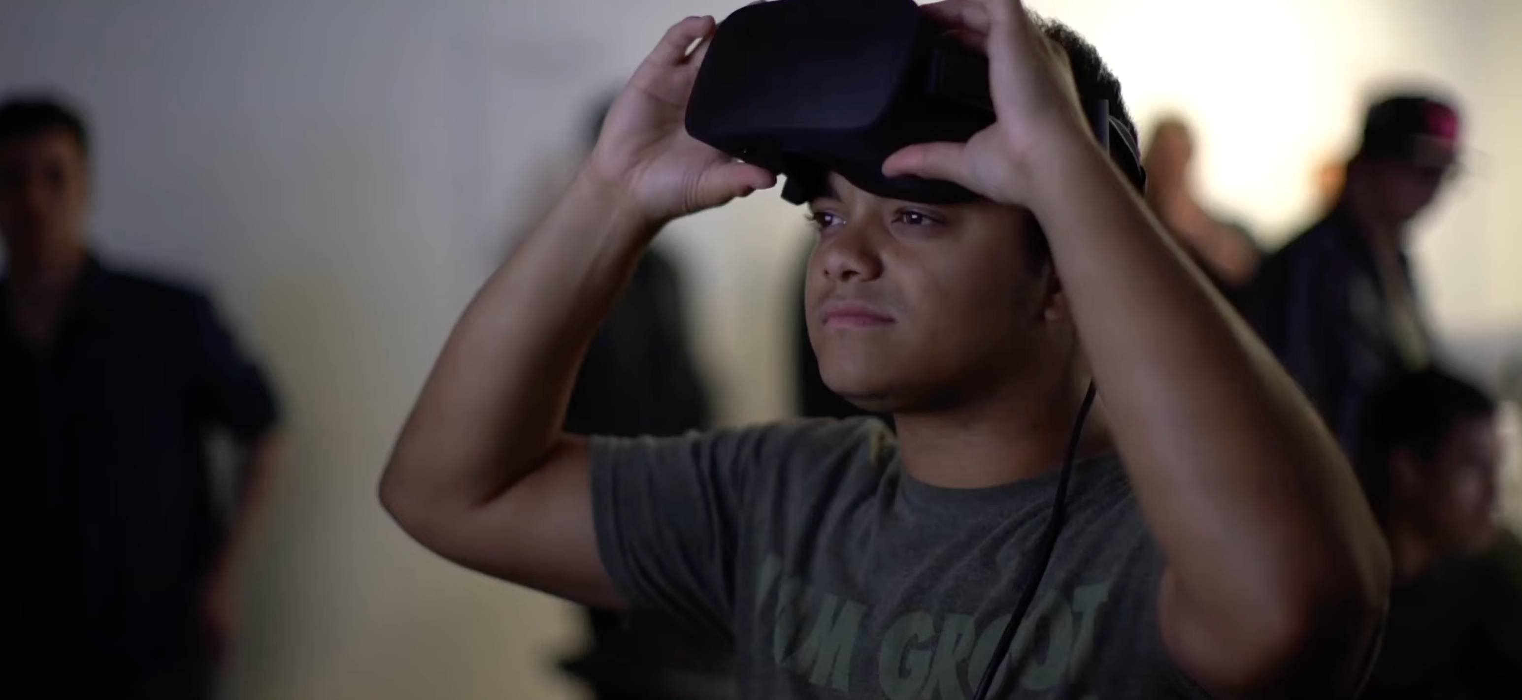 a person wearing a virtual reality headset
