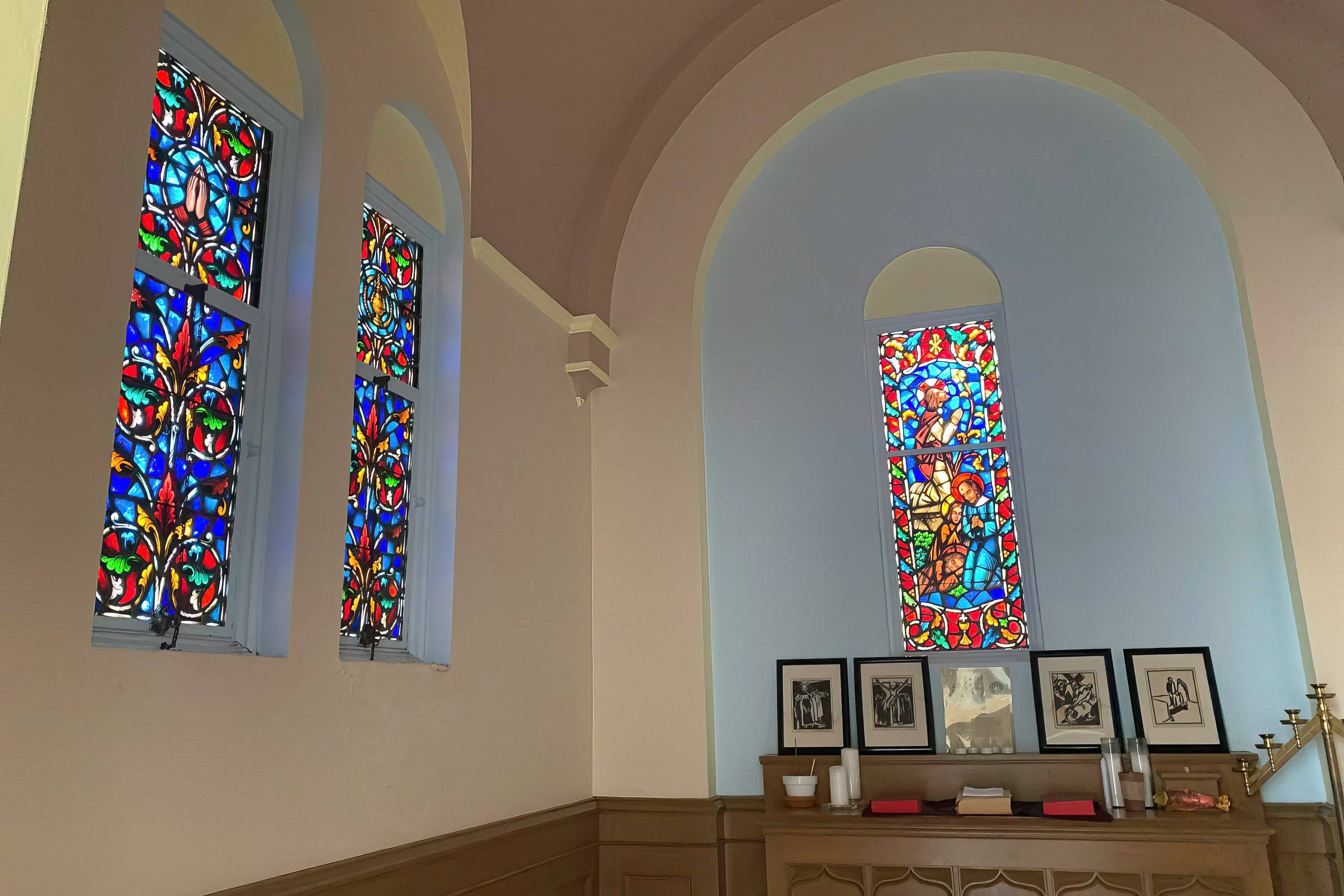 a stained glass windows in a church