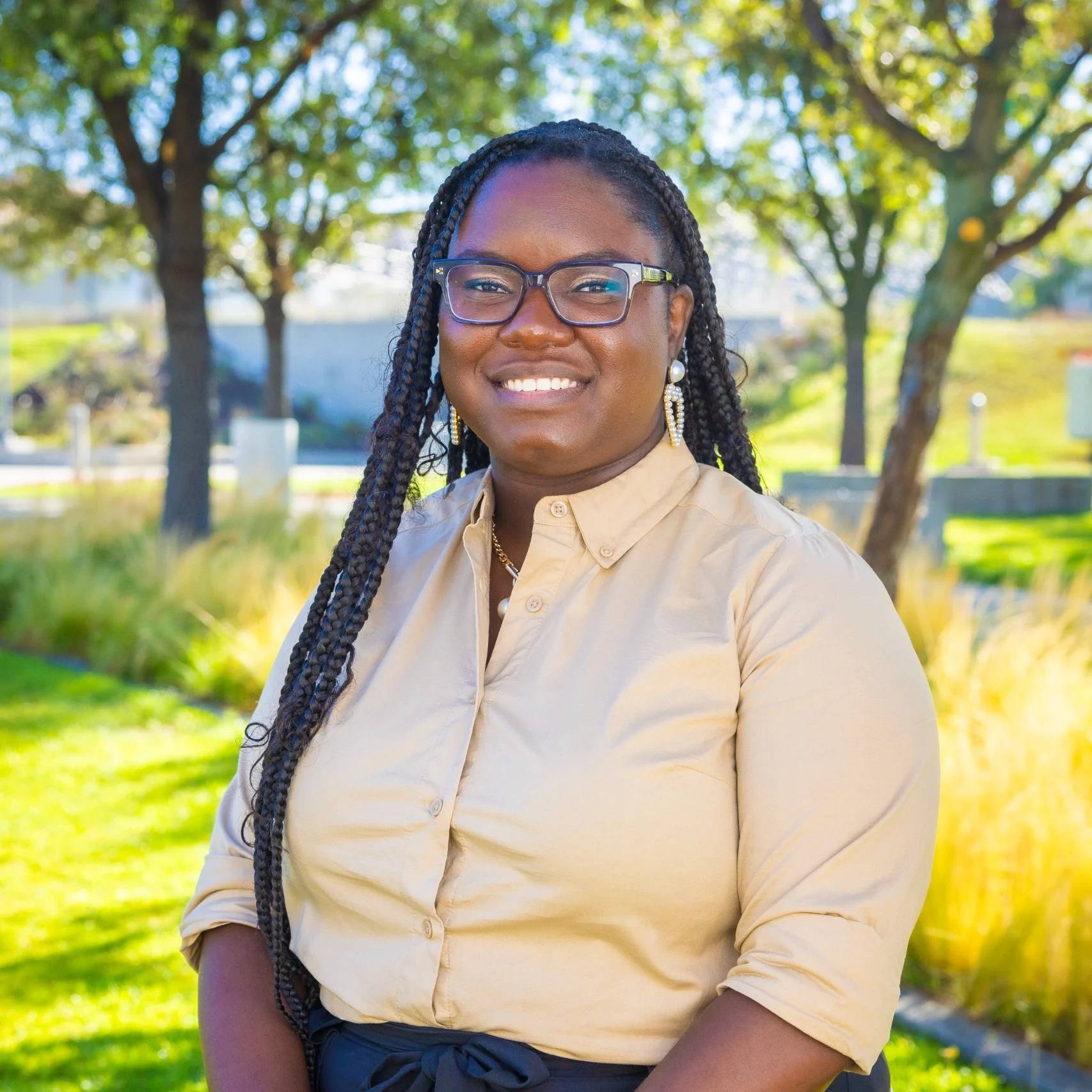 a person smiling at camera