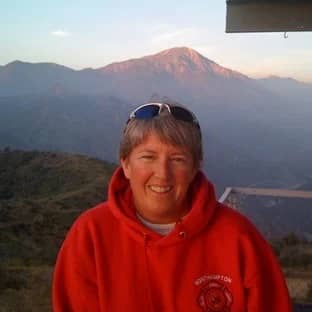 a person in a red sweatshirt