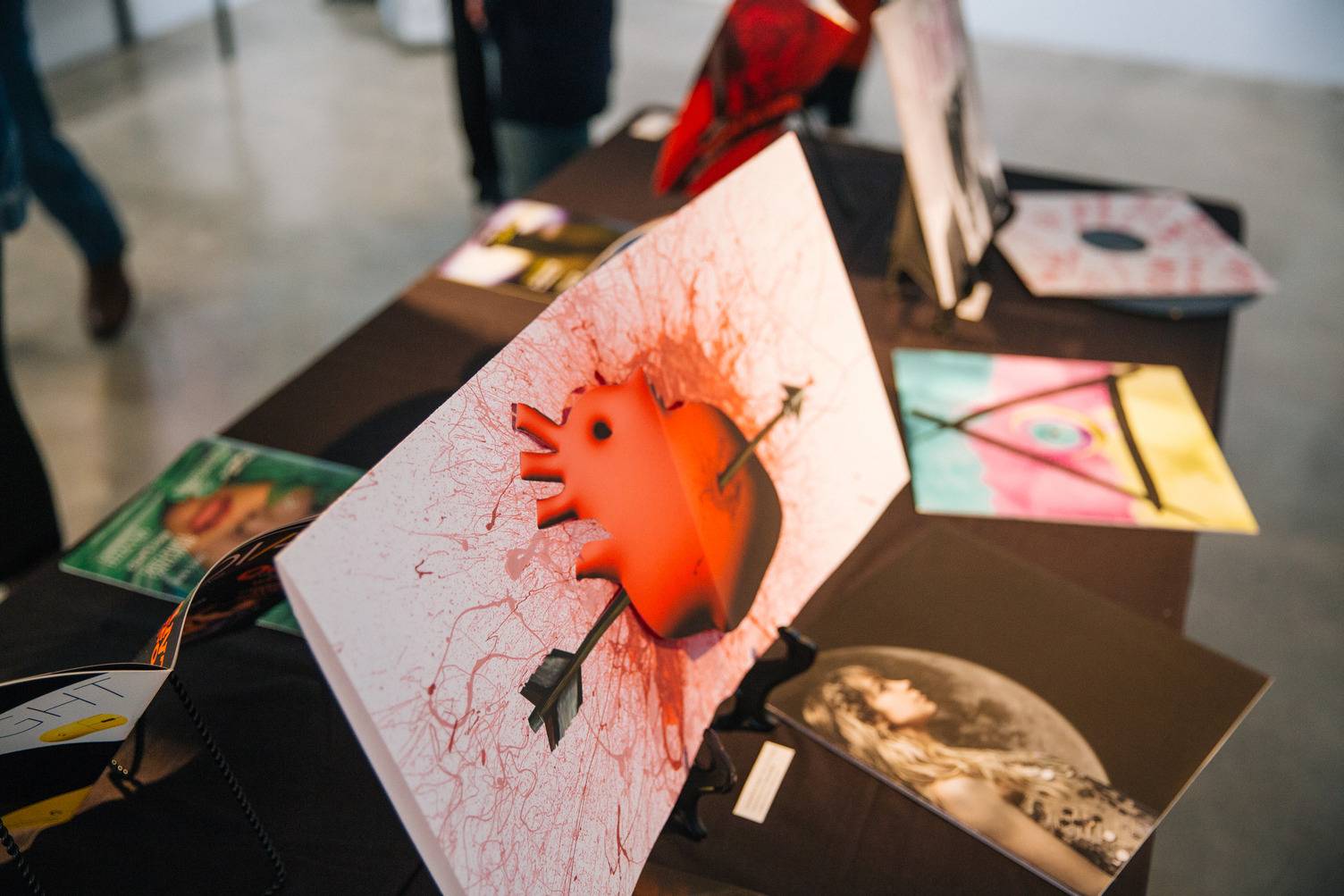 a table with art on it