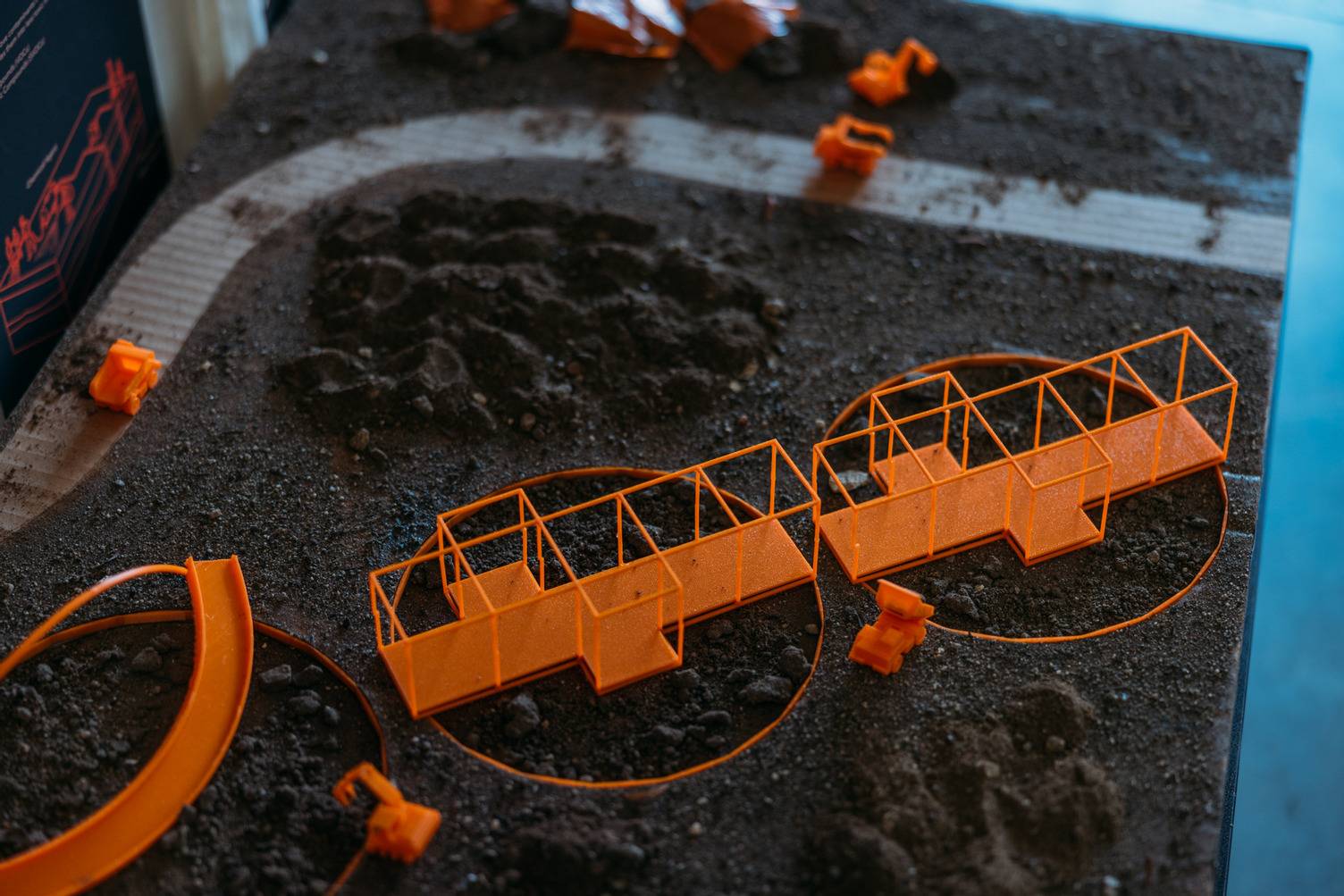 a model train on the ground