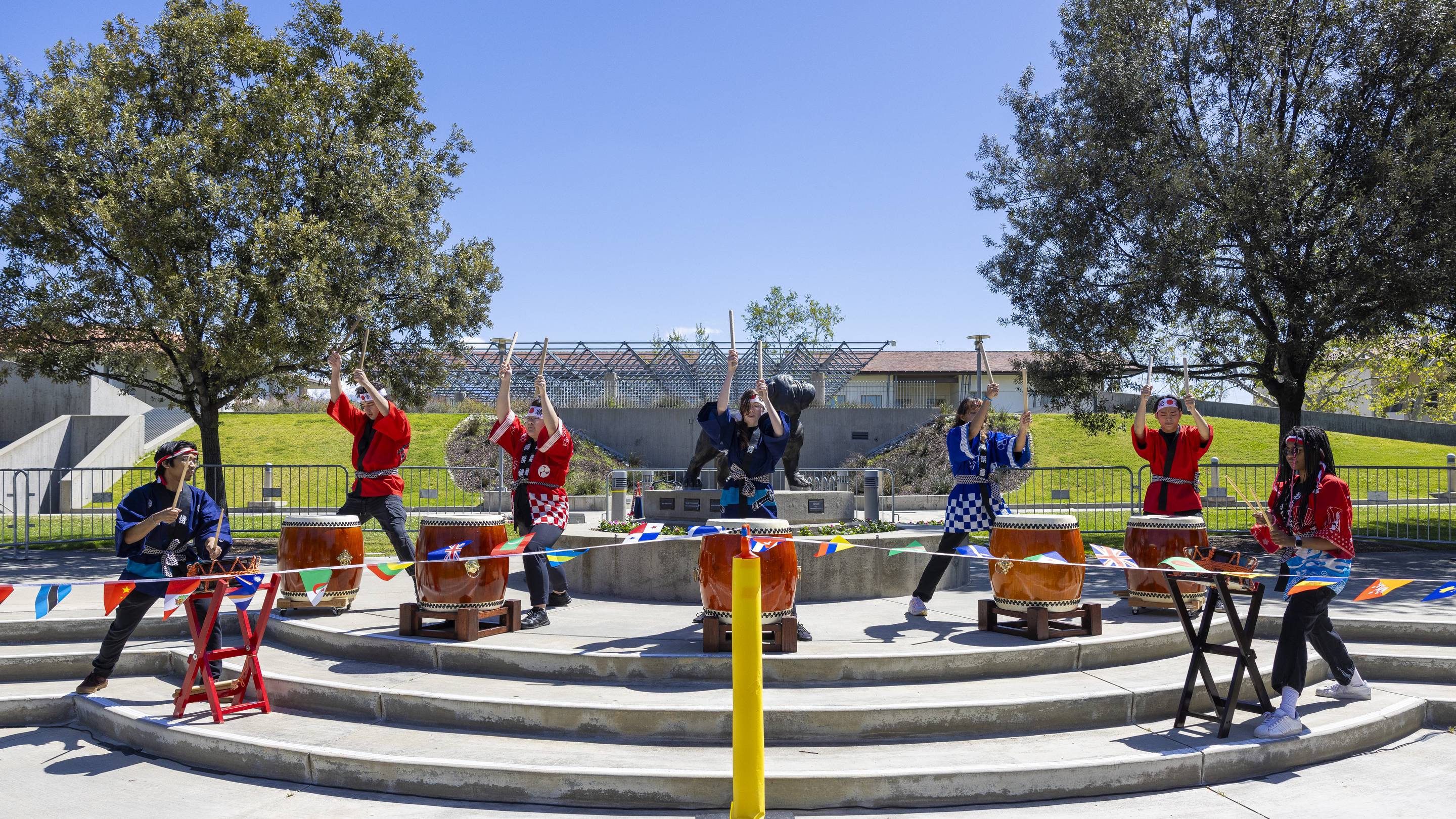 a group of people performing on a stage