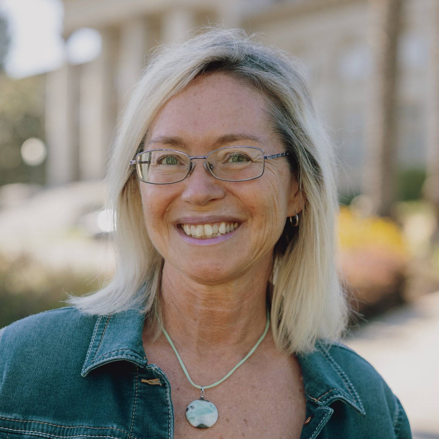 a person smiling at camera