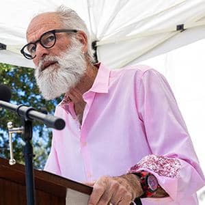 a person standing at a podium