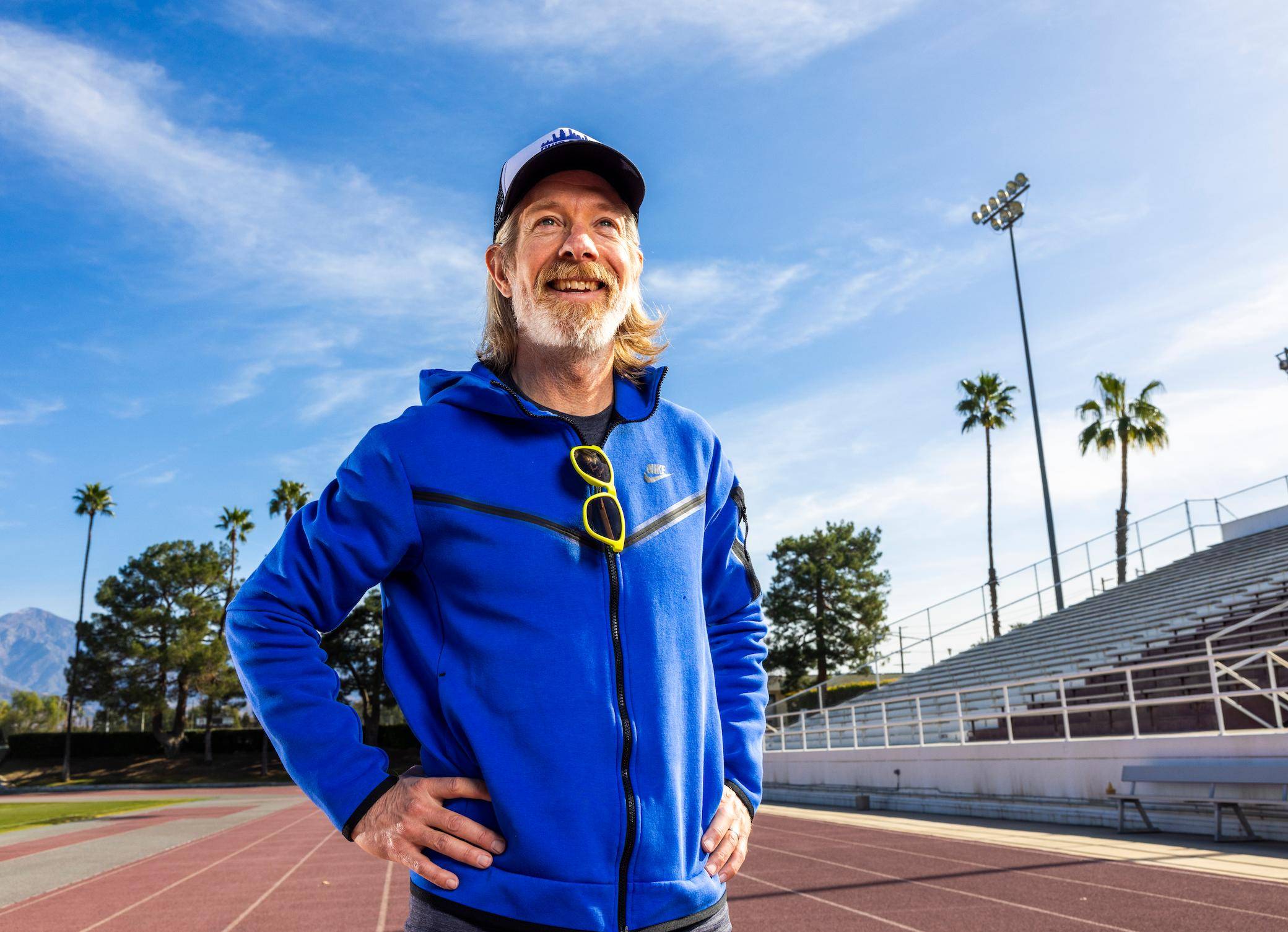 a person in a blue jacket