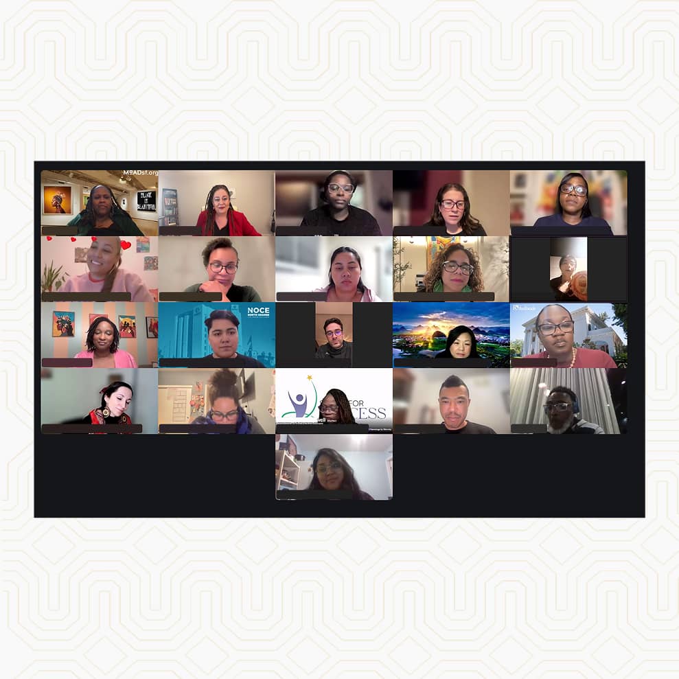 a group of people on a screen