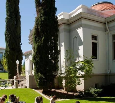 a group of people outside of a building