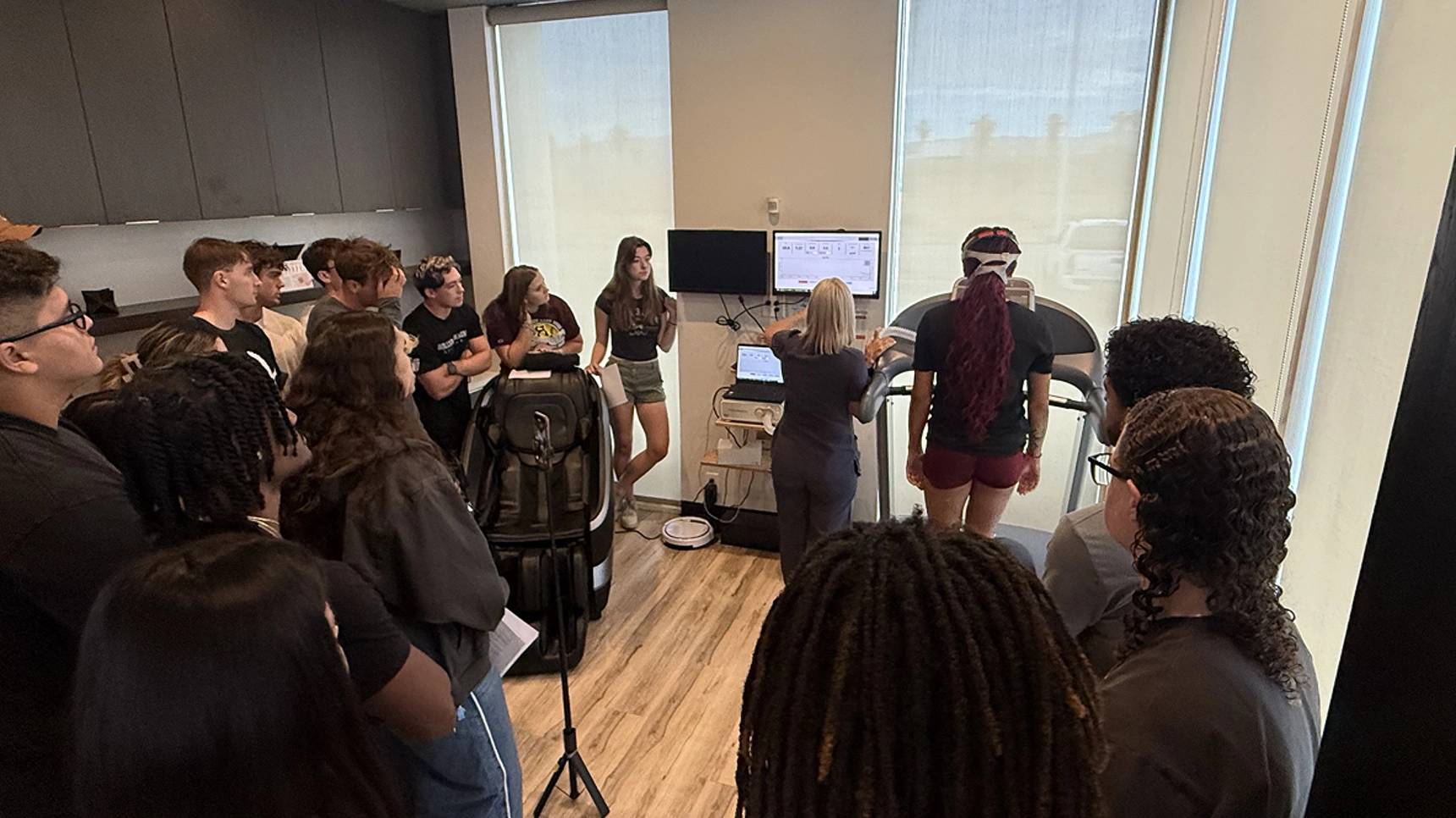 a group of people in a room