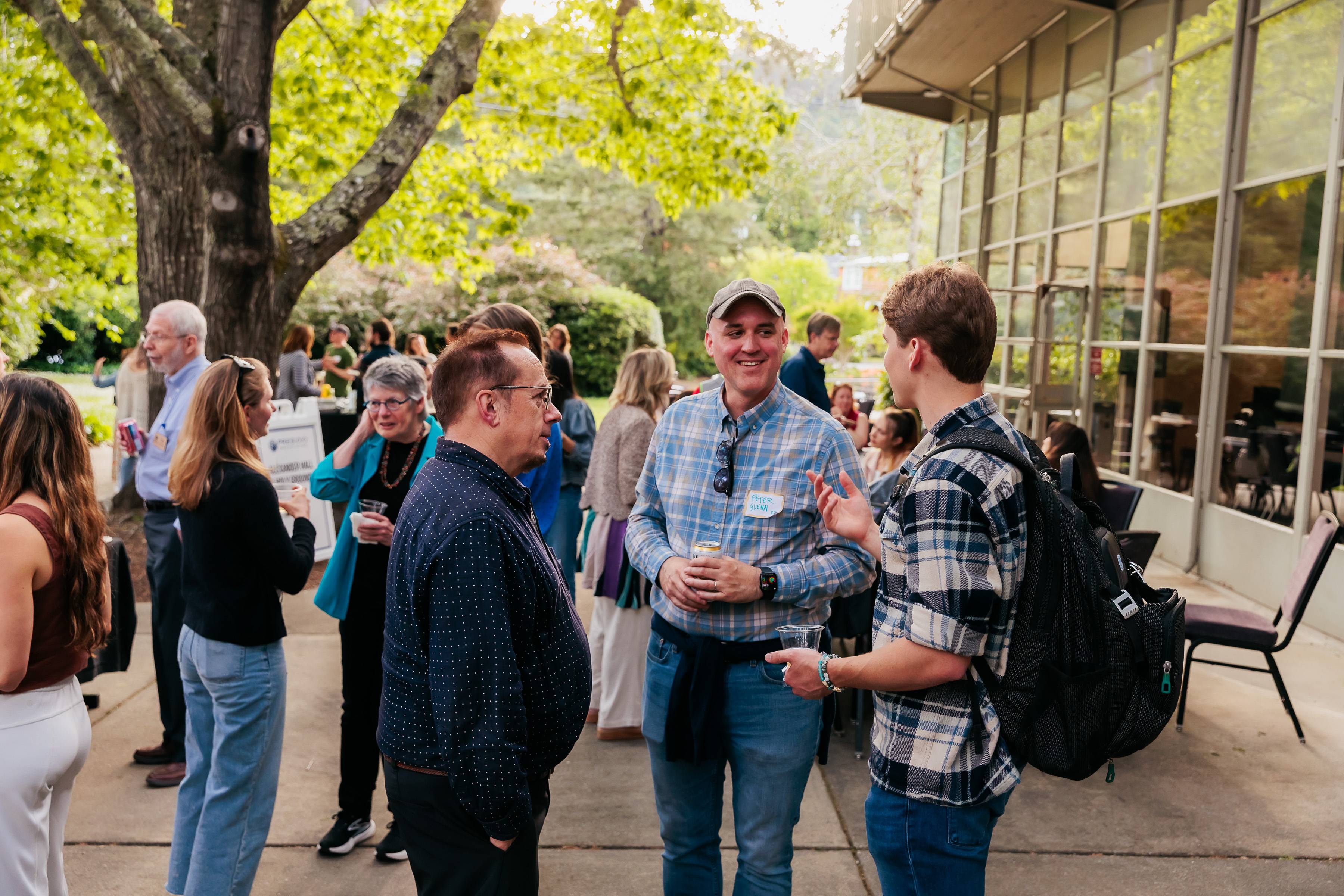 a group of people standing outside