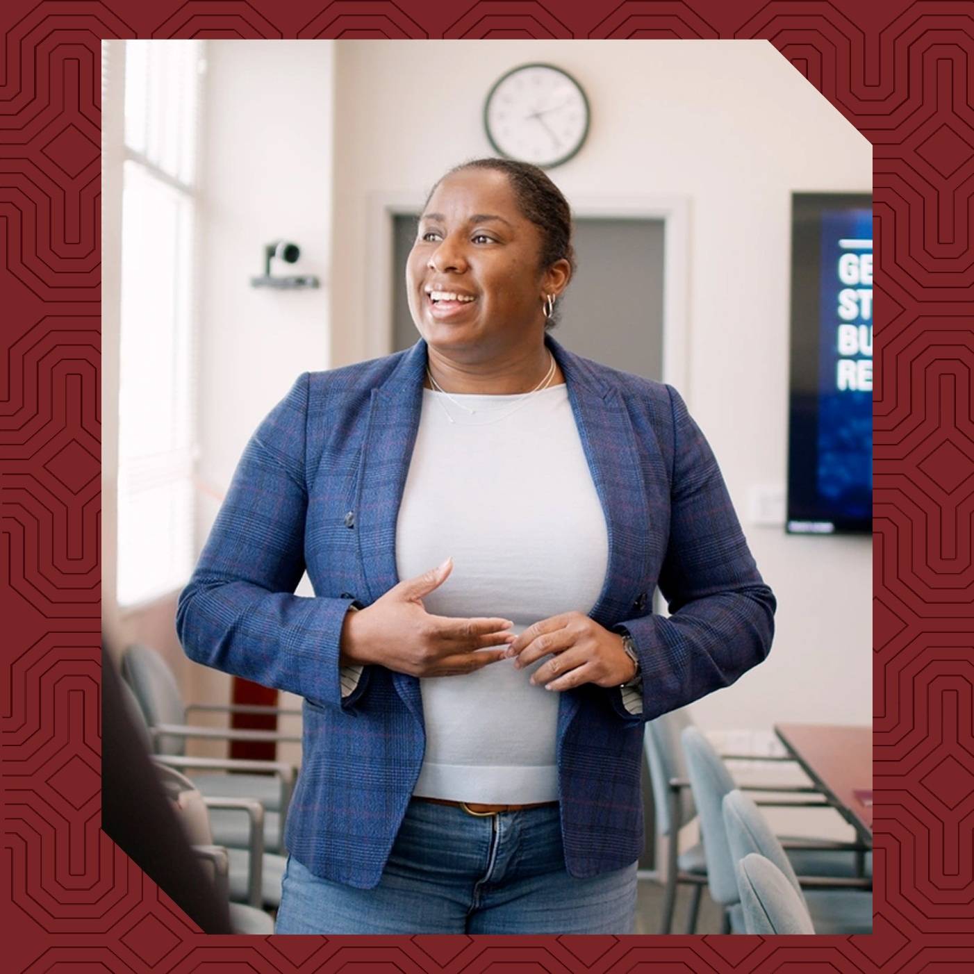 a person in a blue blazer