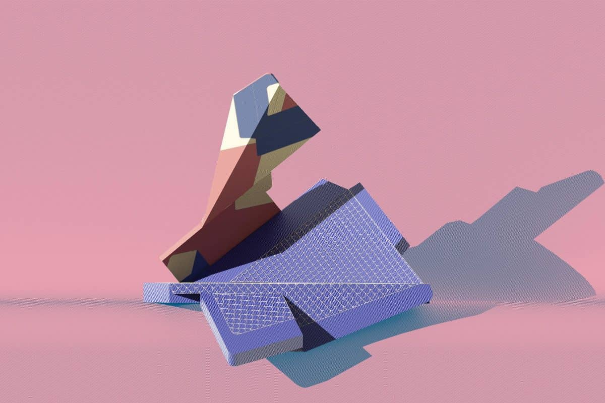 a blue and pink paper airplane