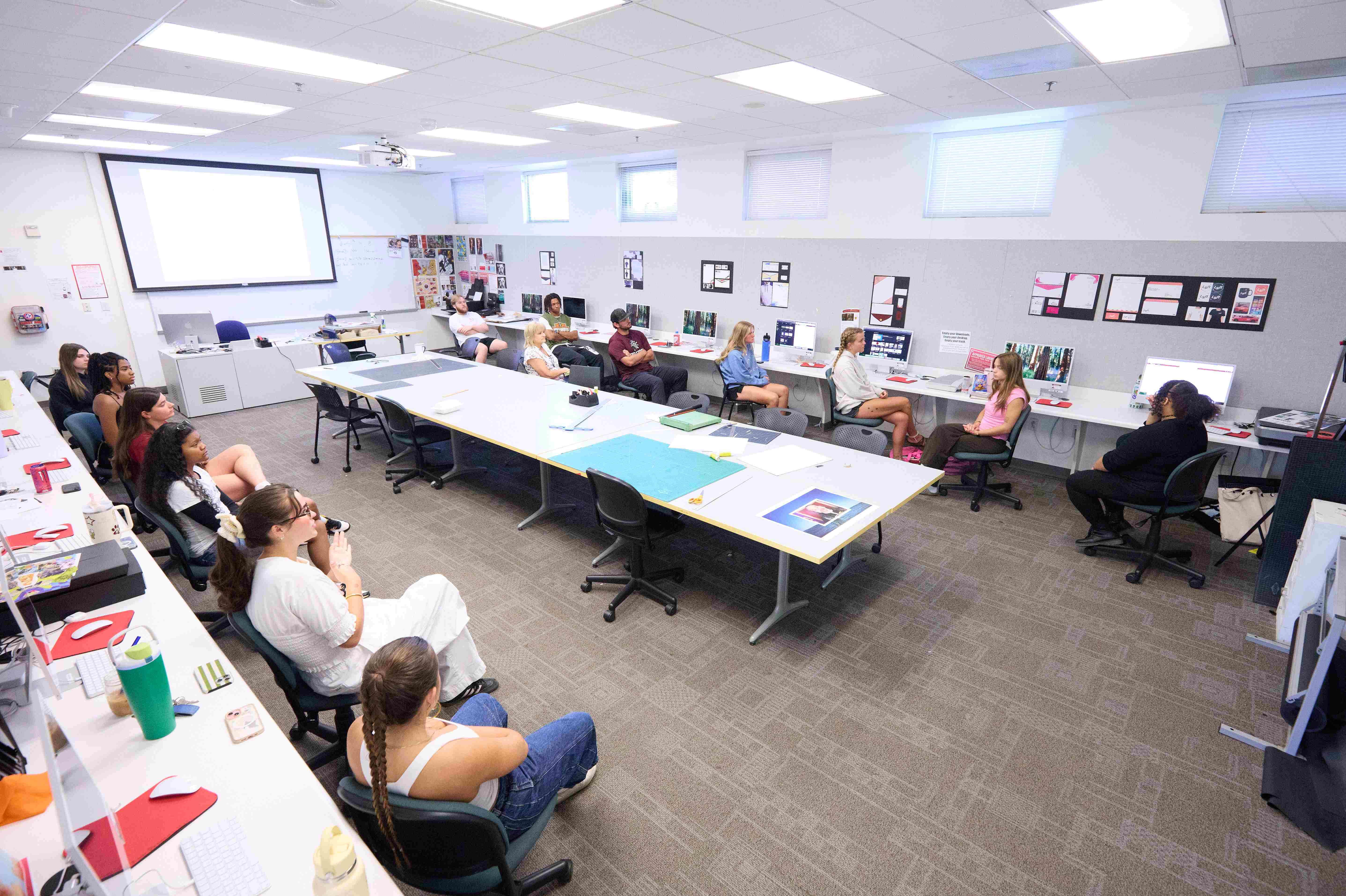 a group of people sitting in a room