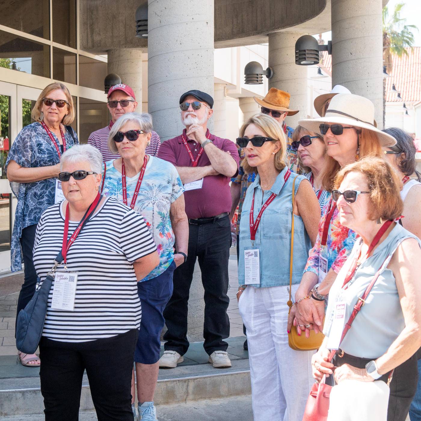 a group of people standing outside