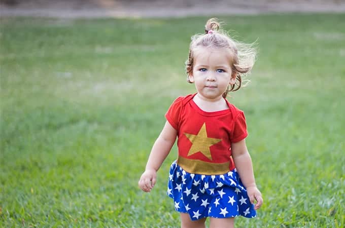 a child in a garment