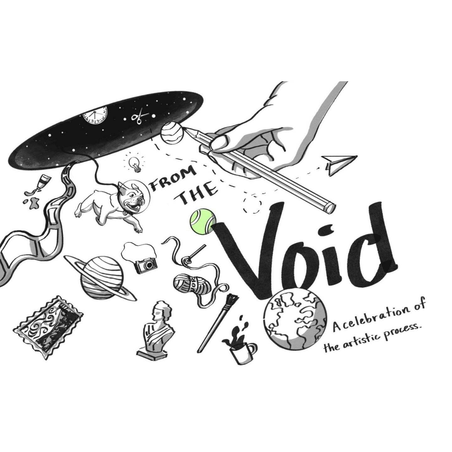 a hand drawing a drawing of objects