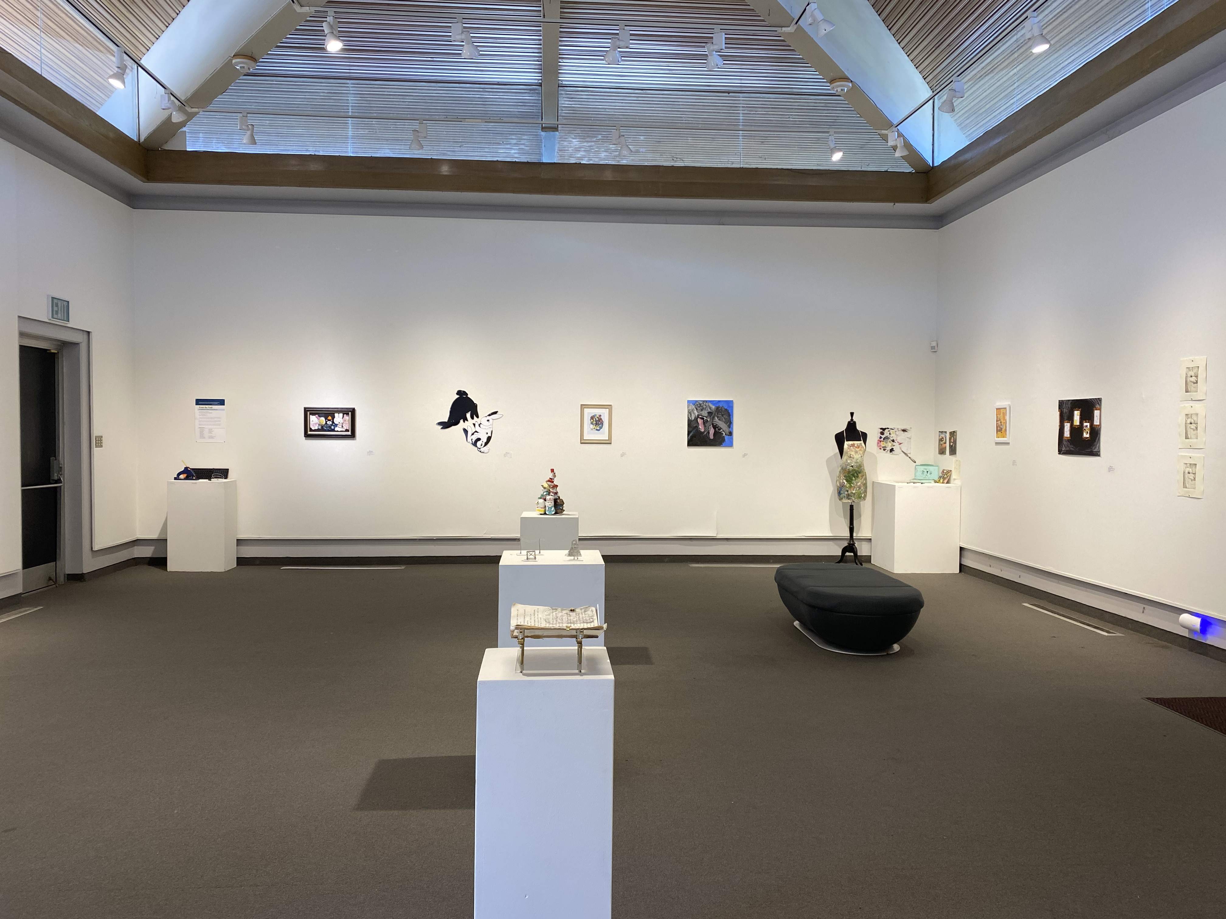 a room with art on the wall
