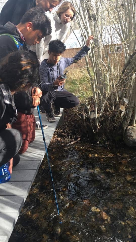 Students testing the stream.