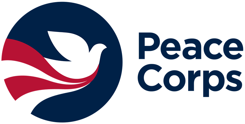 a white dove in a blue circle with blue text