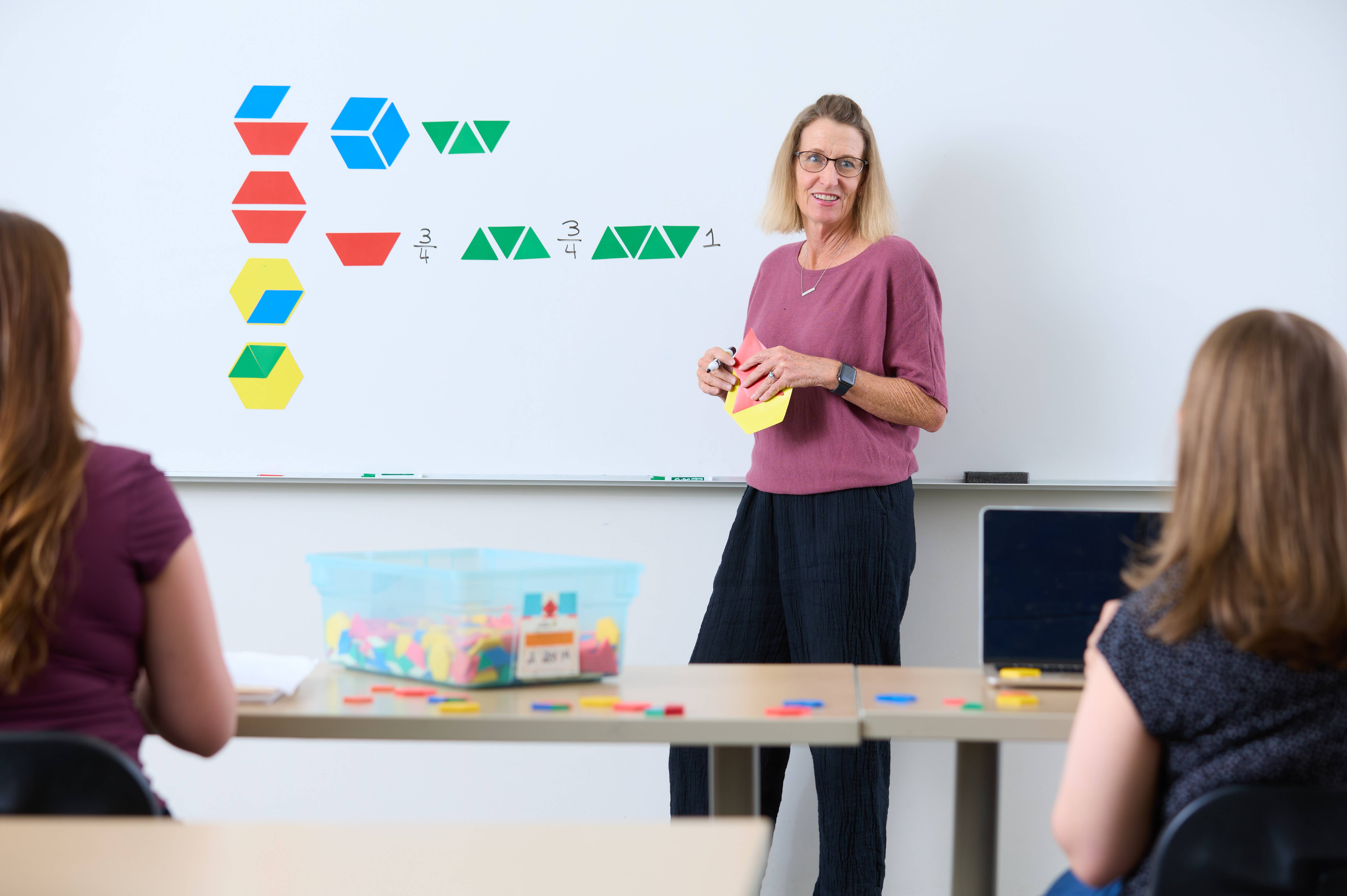 a person standing in front of a whiteboard