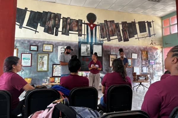 a group of people in a room